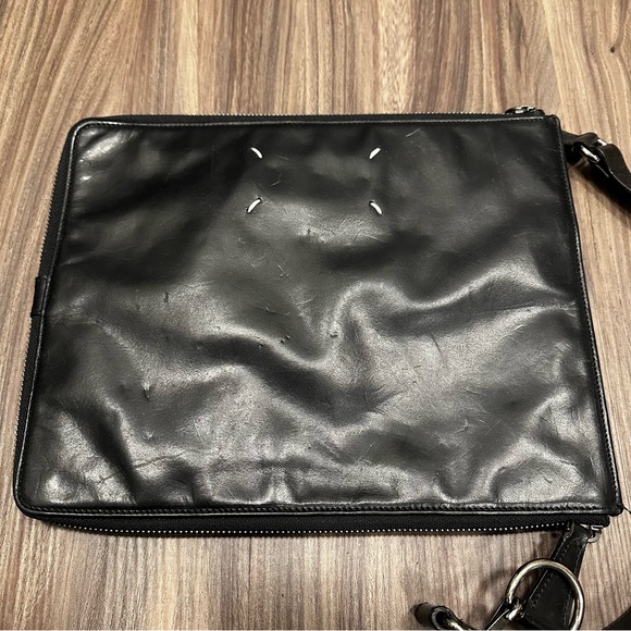 Distressed Maison Margiela Double Zip Leather Bag - Picture 2 of 13